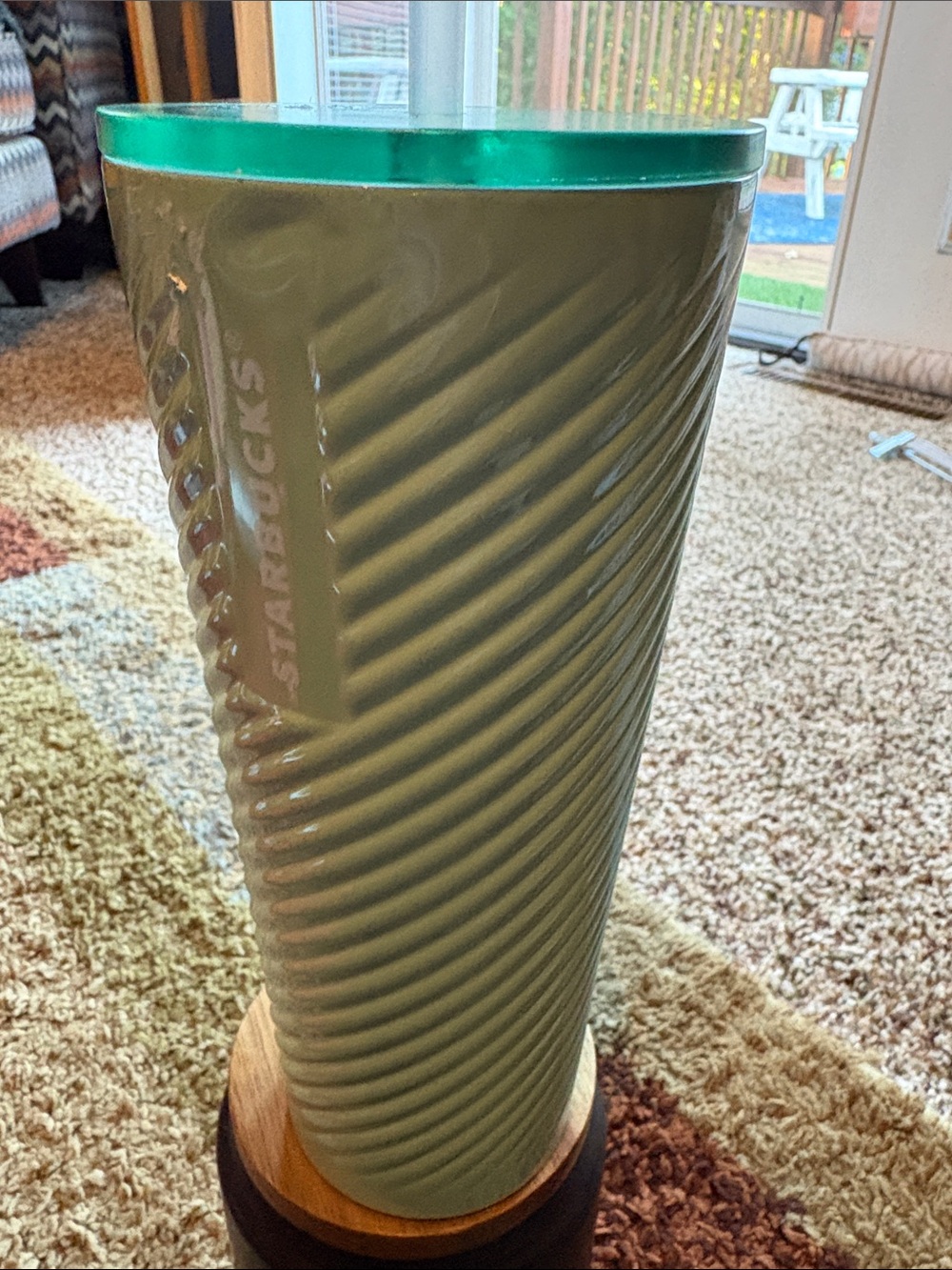 Metal Starbucks Mint Green Ribbed Tumbler with Teal Lid